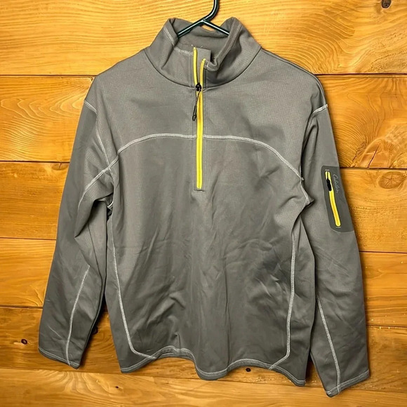 Cabelas Mens pullover Lg Half Zip collared‎ gray polyester workwear lightweight - Picture 1 of 9